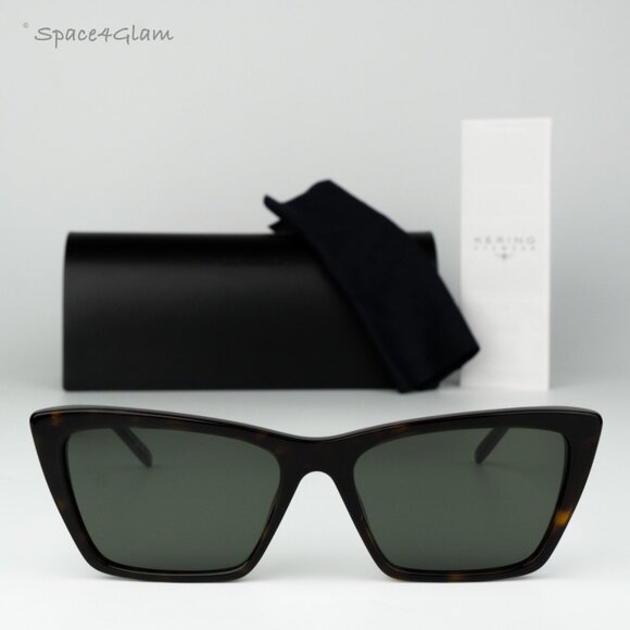 Saint Laurent Men Sunglasses Havana Grey Cat Eye SL737 MICA THIN 002 BRAND NEW - Picture 1 of 10
